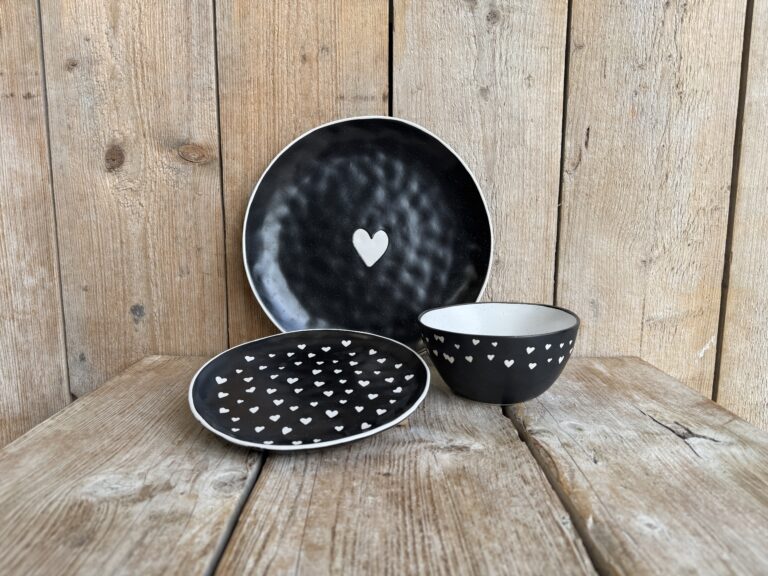 Serviesset met hartjes in diverse designs